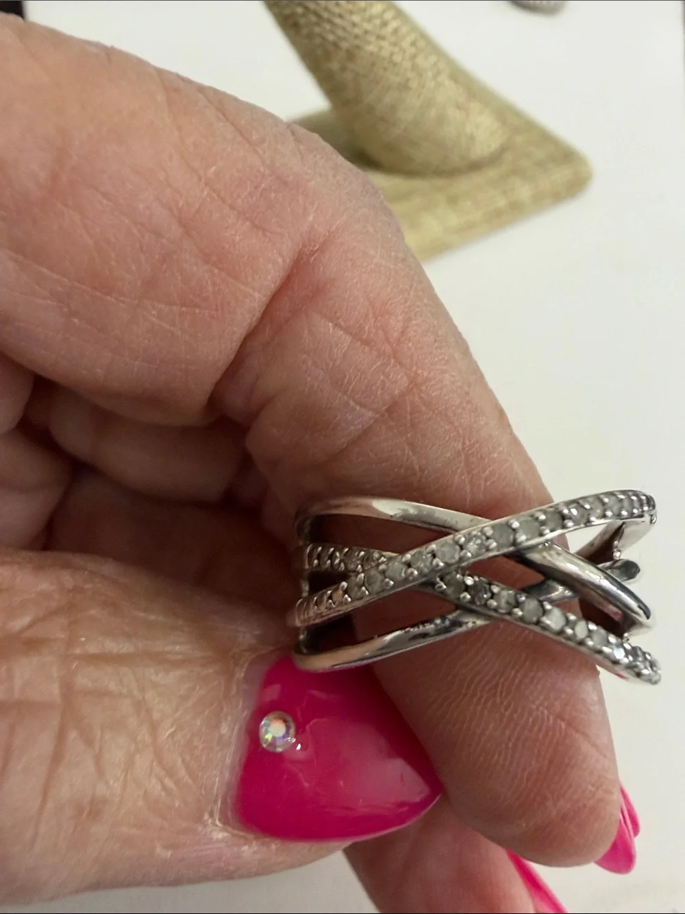 Sterling Silver Diamond  Ring  size 9
